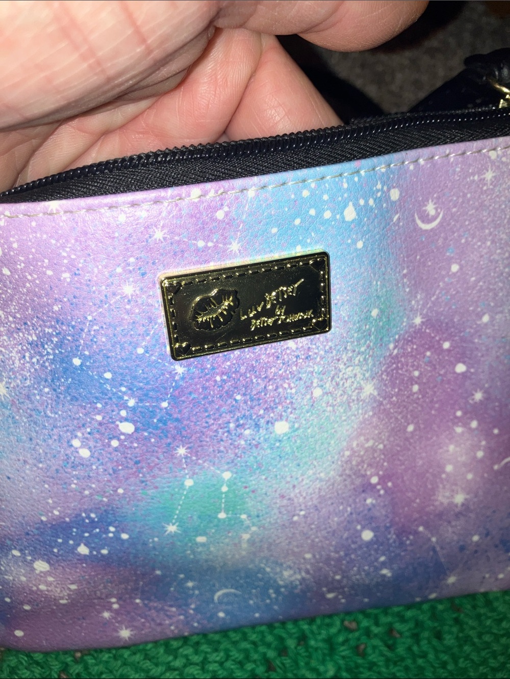 Betsey Johnson LUV Pastel Galaxy Crossbody Bag with Black Trim - Picture 6 of 6